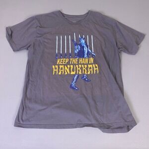 Star Wars Hanukkah Han Solo Graphic T-Shirt Mens 2XL Keep the Han in Gray